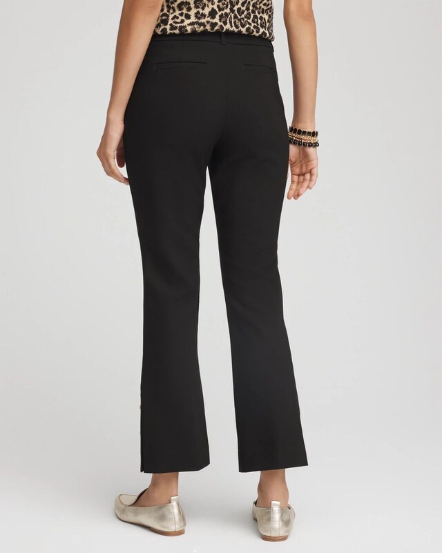 Bi-Stretch Flared Button-Hem Cropped Pants - image 3